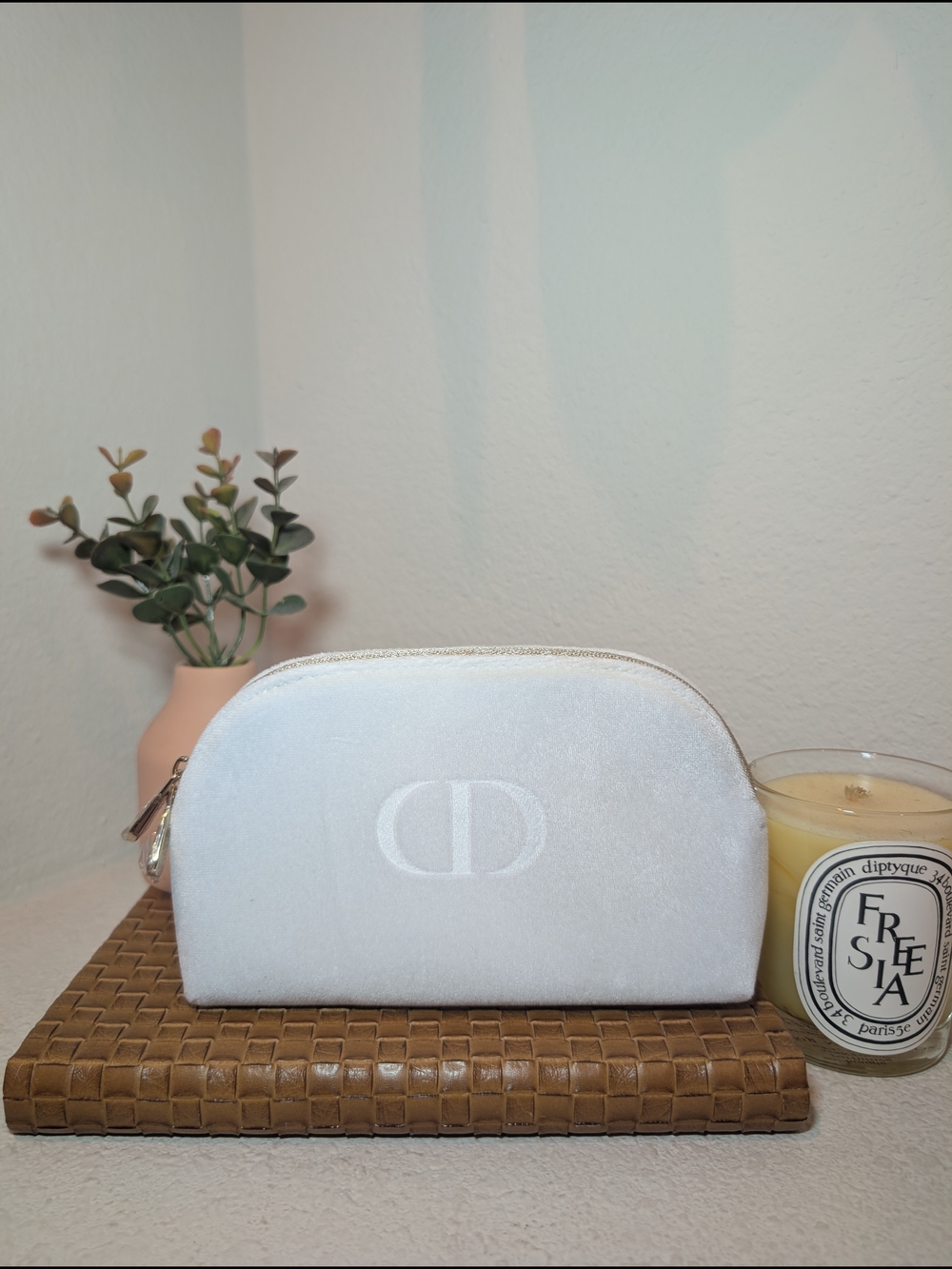 Dior White Velvet Cosmetic Pouch GWP